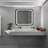 ZUN 32*32inch Bathroom Led Classy Vanity Mirror with focused backplane,Black aluminum alloy frame,High W1992P210906