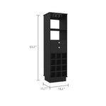 ZUN Black Wengue 12-Bottle 2-Drawer 1-Shelf Bar Cabinet B06280194