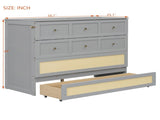 Full Size Murphy Bed with Large Drawers,Gray N708P336203E