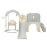 ZUN Toddler Slide and Swing Set 10 in 1, Kids Slide for Toddler Age 1-3 with Basketball Hoop, Kids Slide N710P176320E