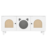 Furniture Style Cat Cabinet Cream white Cat litter box With Sisal scratching door Cat friendly N843P252373C