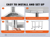 24x36x38 Inch Stainless Steel Prep Table, Equipped with 4 Casters and 3 Height Settings, Durable for 28004674