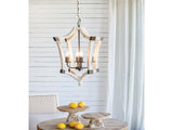 4 - Light Wood Chandelier, Hanging Light Fixture with Adjustable Chain for Kitchen Dining Room Foyer W2078138927