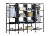 67" Clothes Closet Portable Wardrobe Clothes Storage Rack 12 Shelves 4 Side Pockets Gray 63742682