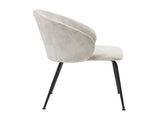 Beige Velvet Fabric Upholstery Side Chairs 2pc Set Black Metal Legs Modern Home Furniture B011P243653