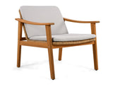 Outdoor Dining Chairs Set of 2, Teak Color Acacia Wood Frame, Brown PE Wicker, Grey Waterproof N779P280043G