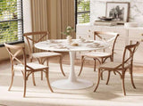 Round Tulip Dining Table, 39.4 Inch Dining Table for 4 People, Melamine Laminated MDF Tabletop with 92551391