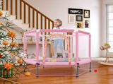 55'' Toddlers Trampoline with Safety Enclosure Net and Balls, Indoor Outdoor Mini Trampoline for 33415175