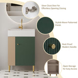 21.6" Open-shelving Bathroom Vanity with Ceramic Sink and Soft-Closing Door, Cloakroom Open Shelf 46799268