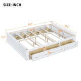 Wood Queen Size Platform Bed Frame with 6 Drawers, White N709P241723K