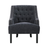 ZUN Modern Traditional Accent Chair Black Chenille Upholstery Button Tufted Solid Wood 1pc Living Room B011P182658