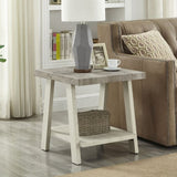 Athens Contemporary Two-Tone Wood Shelf End Table in Weathered Gray and Beige 06467700