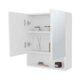 Lodge Medicine Cabinet with Mirrored Doors and Open Storage, White B128P263726