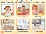 Kids Table and 2 Chairs Set, 3 Pieces Toddler Table and Chair Set, Wooden Activity Play Table Set 46335211