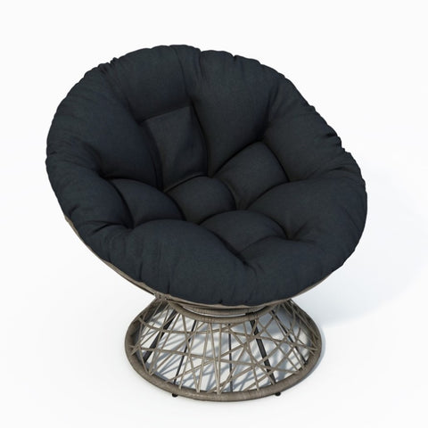 ZUN 40" Ergonomic Wicker Papasan Chair with Cloud Thick Density Fabric Cushion,3-proof Cover,High N723P224372D