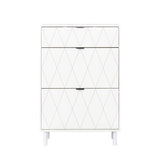 ZUN Shoe Cabinet, Free Standing Tipping Bucket Shoes Storage Cabinet with 3 Flip Drawers, Narrow Shoe W1778132463