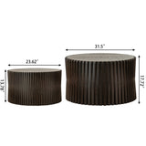 Vintage Fashion Style Cylindrical Nesting Coffee Table Set with Vertical Textured Embossed Design W757P264674