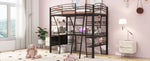 ZUN Twin Size Loft Bed with 4 Layers of Shelves and L-shaped Desk, Stylish Metal Frame Bed with a set of 62535141