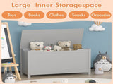Kids Wooden Toy Box Storage with Safety Hinged Lid for Ages 2 00884520