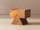 Nico Reclaimed Wood Sculptural Stool Ottoman, Honey Aged Brown Reclaimed Pine Wood B2719P485504
