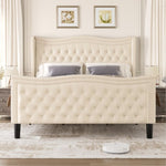 ZUN LIFT UP VELVET BEIGE FULL SIZE BED W2239P242444