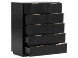 Black P2 Particle Board and Density Board 7241117cm Wavy Pattern Drawer Front Five-Level Six-Drawer 76922842