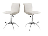 Modern Barstool Texture Leatherette/Chrome Adjustable Height In Soft White Color B091119814