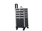 4-in-1 Draw-bar Style Interchangeable Aluminum Rolling Makeup Case Black 67069398