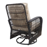 ZUN 3 Pieces Conversation Set, Outdoor Wicker Rocker Swivel Patio Bistro Set, Rocking Chair with Glass W2749P185927