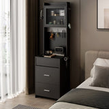 Small Vanity Desk with Mirror and LED Lights, Makeup Table with Charging Station and Storage Shelves 85611937