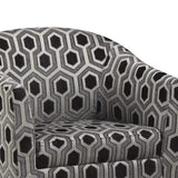 Grey and Black Hexagon Print Barrel Back Accent Chair B062P153761