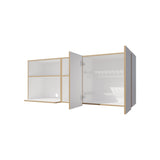 Wall-Mounted Kitchen Cabinet with Microwave Space, Open Shelves, and Double Doors Natural Oak and B128P287520