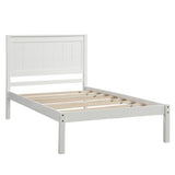 ZUN Platform Bed Frame with Headboard, Wood Slat Support, No Box Spring Needed,Twin, White 94135601