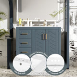 36'' Bathroom Vanity with Ceramic Sink Combo, Solid Wood Frame Bathroom Storage Cabinet, N710P291684C