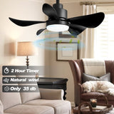 ZUN 28' Ceiling Fans with Lights and Remote/APP Control, Low Profile Ceiling Fans with 5 Reversible W2352P204381