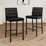 ZUN Modern design High stool Metal legs Kitchen Restaurant Black pu bar chair, black spray painted chair W210P192594