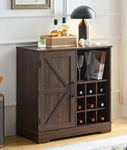 ZUN Wine Bar Cabinet for Liquor and Glasses, Farmhouse Coffee Bar, Cabinet with Wine Rack Barn Door W1758P210361