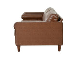 Mirod Mid-Century Modern PU Leather 3-Seat Sofa, Tufted Design, Solid Wood Legs, 2 Bolster Pillows, N760P285734G