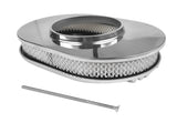 12" Oval Polished Aluminum Half Finned Air Cleaner Assembly for Chevy Ford 5-1/8" Carb 28523440