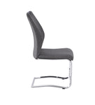 ZUN Modern Upholstery Fabric/ Chrome Dining Chair In Gray, Set of 2 B091P183621