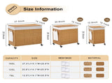 78L Laundry Hamper with Lid and Wheels, Woven Rattan Rolling Laundry Hamper 70463493
