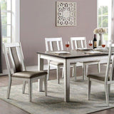 Set of 2 Upholstered Side Chairs in Weathered White and Warm Gray Finish B016P156291