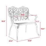 ZUN Patio Garden Bench Metal Park Bench Cast Aluminum Outdoor Furniture with Floral Rose for W640P250978