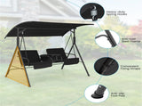 2 Seater Porch Swing Chair with Handy Storage and 360&deg Rotatable Tray Black 77579737