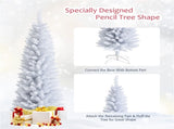 5 Feet White Artificial Christmas Pencil Tree with Folding Metal Stand 08228370