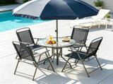 Black & Coffee 6-Piece Patio Dining Set for 4 Complete with Umbrella, Round Glass Table & 4 60964173