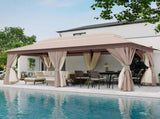 Patio Gazebo 10'x20', Outdoor Heavy Duty Party Tent Shelter With Double Roofs, Mosquito Nettings And 78464033