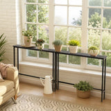 2 Pack 39.4" Narrow Console Sofa Table with Power Outlets and USB Ports, Long Couch Table with Metal 80830381