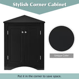 Black Triangle Bathroom Storage Cabinet with Adjustable Shelves, Freestanding Floor Cabinet for Home WF291467AAB