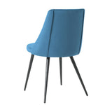Modern blue velvet dining chair, fabric upholstery chair, black metal chair feet for home living W210P225908